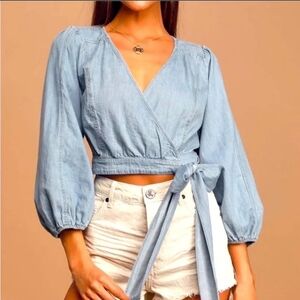 Free People NWTs Sophie Denim Wrap Top